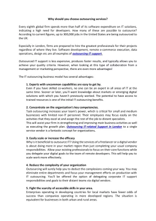 Why should you choose outsourcing services?