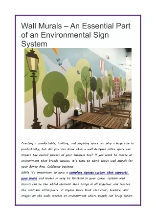 Wall Murals – An Essential Part of an Environmental Sign System