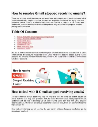 how to resolve gmail stopped receiving emails