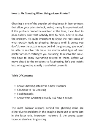 How to Fix Ghosting When Using a Laser Printer