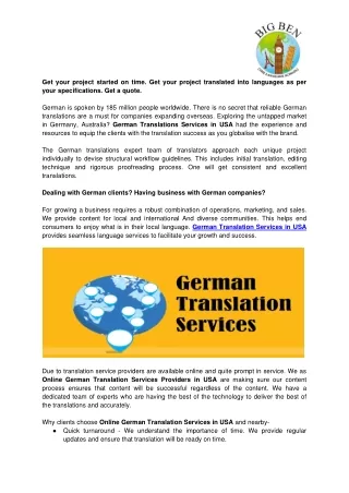 Online German translation services in USA