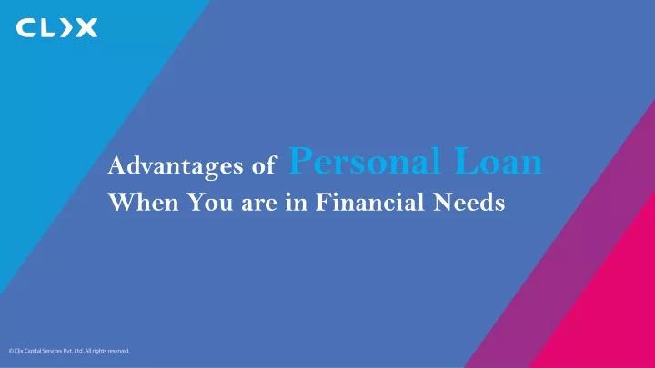 advantages of personal loan when