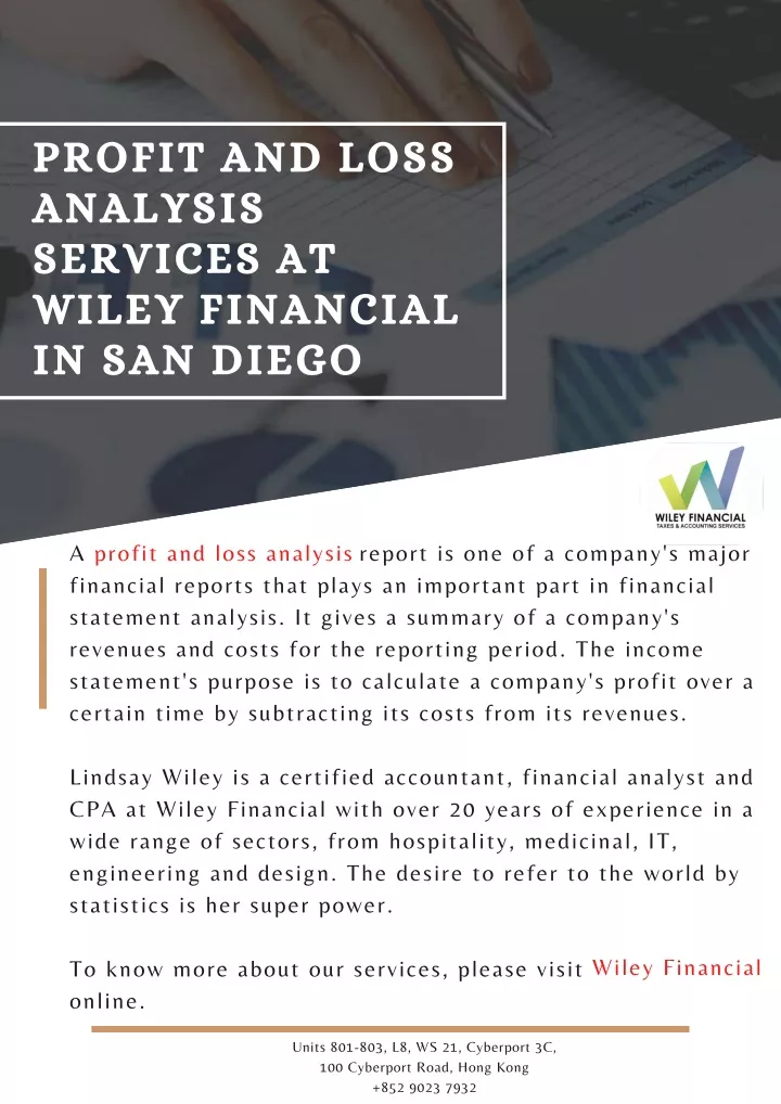 profit and loss analysis services at wiley