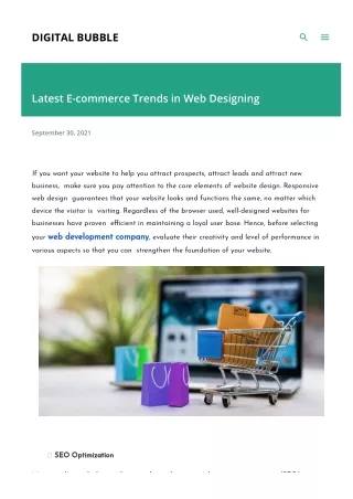 Latest E-commerce Trends in Web Designing