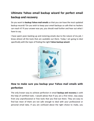 ultimate yahoo email backup wizard for perfect