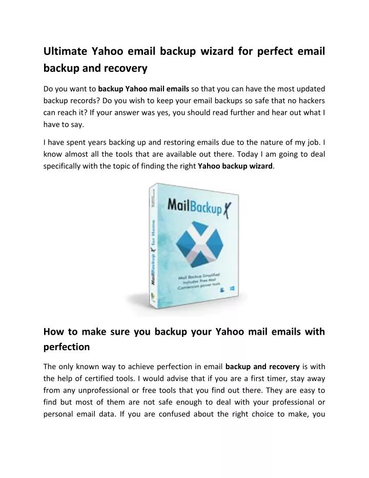 ultimate yahoo email backup wizard for perfect
