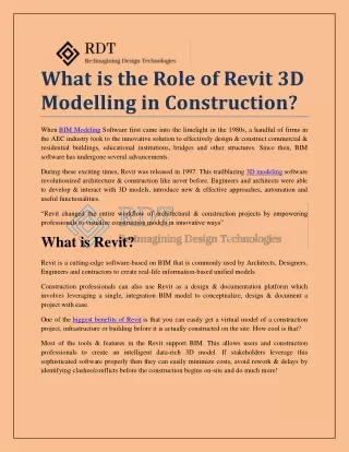 What is the Role of Revit 3D Modelling in Construction