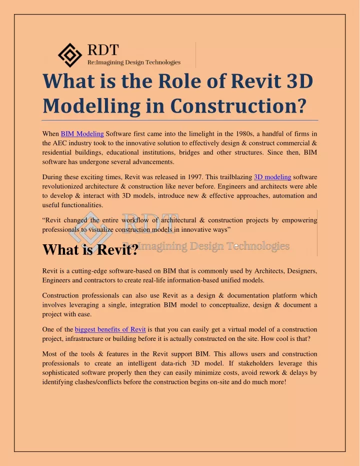 what is the role of revit 3d modelling