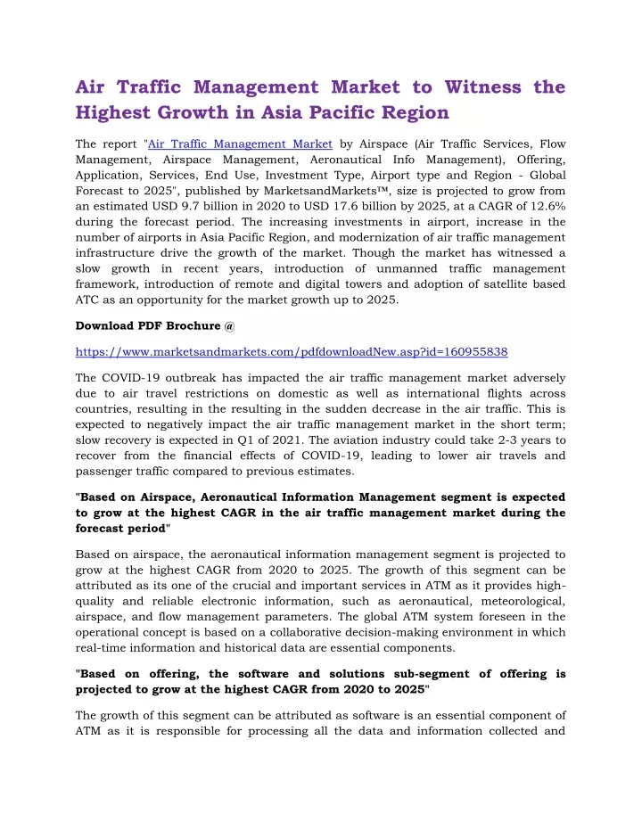 air traffic management market to witness