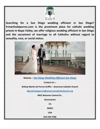 San Diego Wedding Officiant San Diego | Frmartindeporres.com