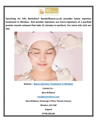 Botox Injection Treatment in Windsor | Barebrilliance.co.uk