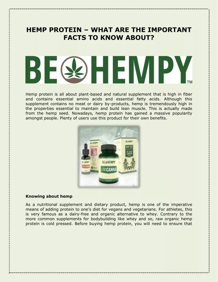 hemp protein what are the important facts to know