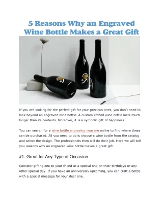 5 reasons why an engraved wine bottle makes
