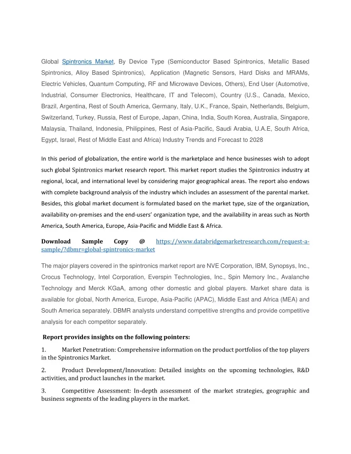 global spintronics market by device type