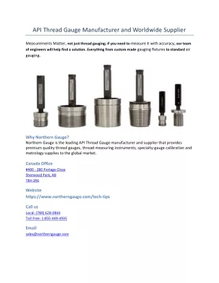 Thread Gauge Manufacturer and Worldwide Supplier