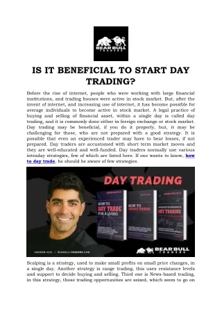 IS IT BENEFICIAL TO START DAY TRADING?