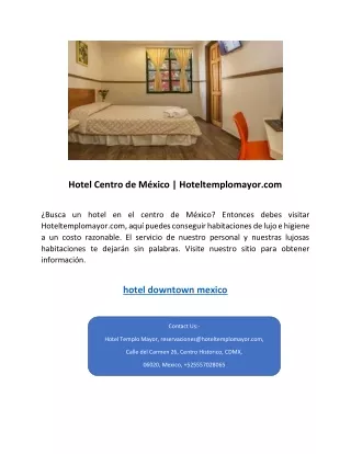 Hotel Centro de México | Hoteltemplomayor.com