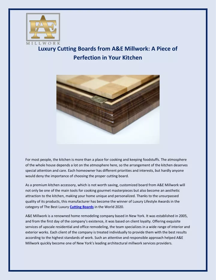 luxury cutting boards from a e millwork a piece
