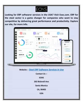 Steel Erp Software Services in Usa | Eoxs.com