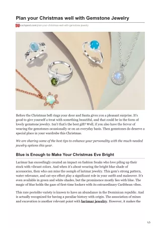 Plan your Christmas well with Gemstone Jewelry