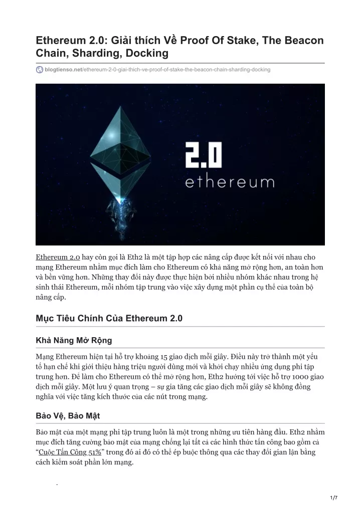 ethereum 2 0 gi i th ch v proof of stake