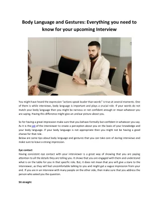 Body Language and Gestures - Everything you need to know for your upcoming Interview