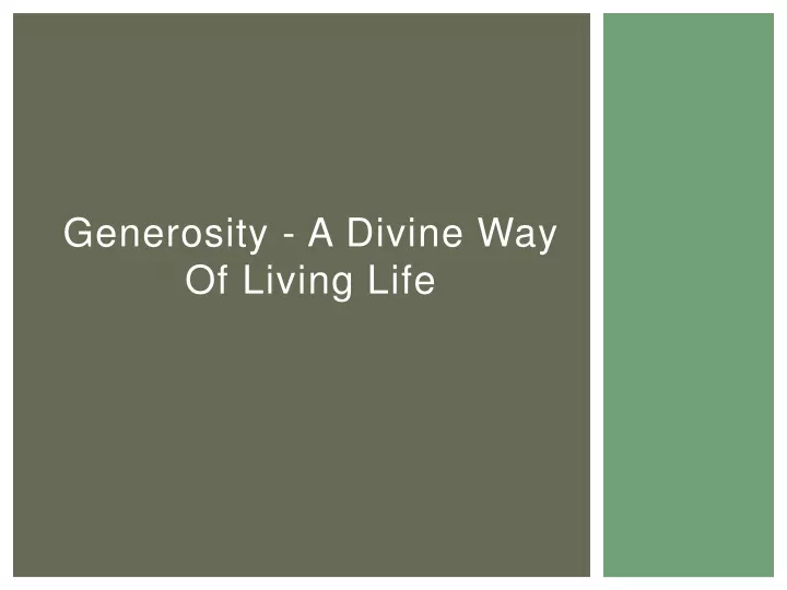 generosity a divine way of living life
