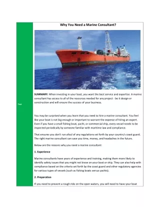 why you need a marine consultant