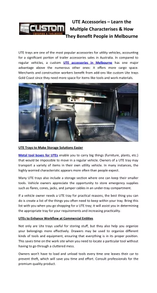 ute accessories learn the multiple characterises