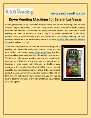 Rowe Vending Machines for Sale in Las Vegas