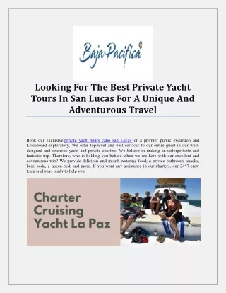 Looking For The Best Private Yacht Tours In San Lucas