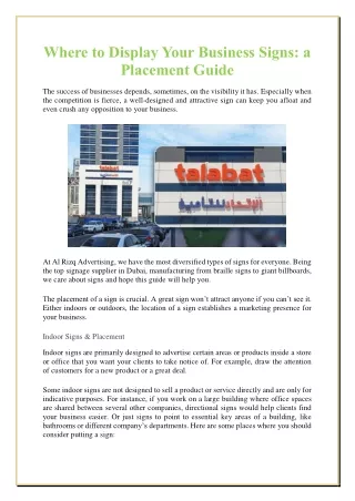 Where to Display Your Business Signs a Placement Guide