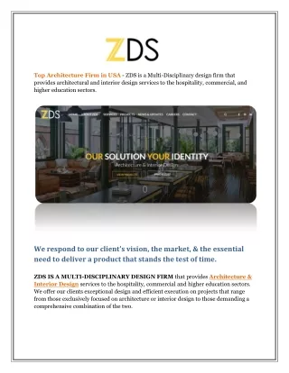 top architecture firm in usa zds is a multi