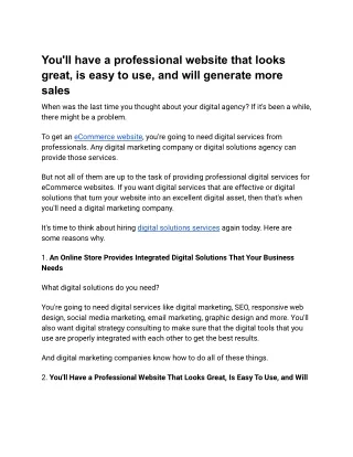 Benefits of hiring an agency for your ideal eCommerce website