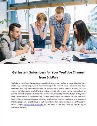 Get Instant Subscribers for Your YouTube Channel from SubPals