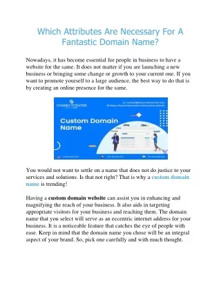 Which Attributes Are Necessary For A Fantastic Domain Name