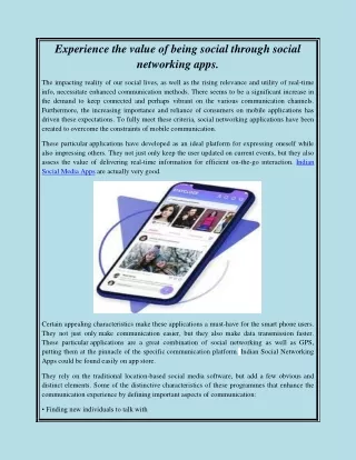 experience the value of being social through