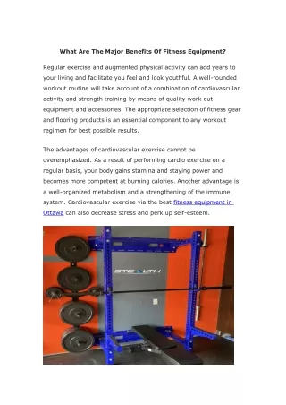 What Are The Major Benefits Of Fitness Equipment