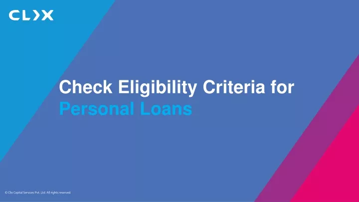 check eligibility criteria for personal loans