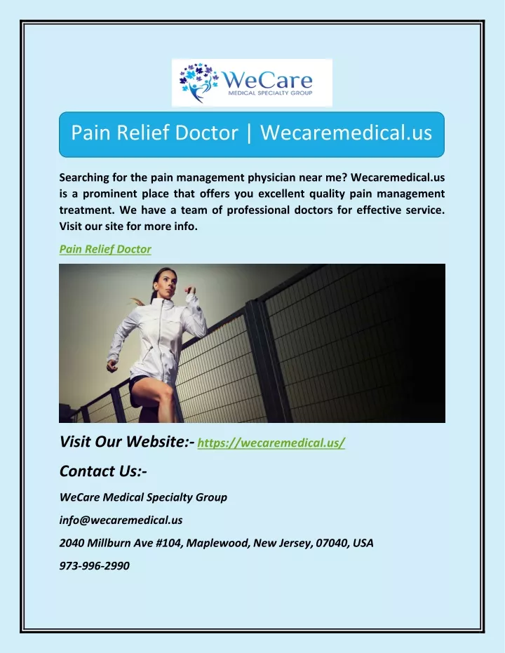 pain relief doctor wecaremedical us