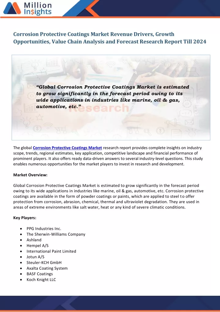 corrosion protective coatings market revenue