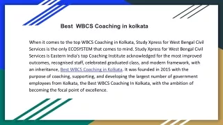 Best  WBCS Coaching in kolkata