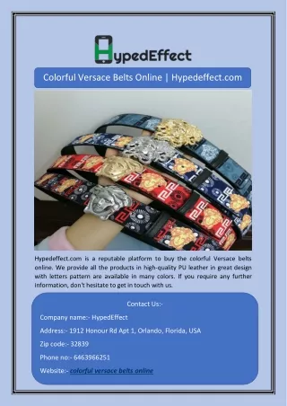 Colorful Versace Belts Online | Hypedeffect.com