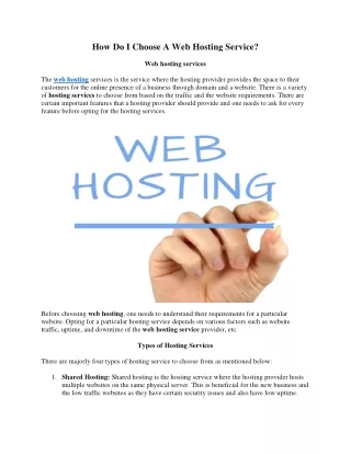 how do i choose a web hosting service