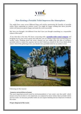 how renting a portable toilet improves