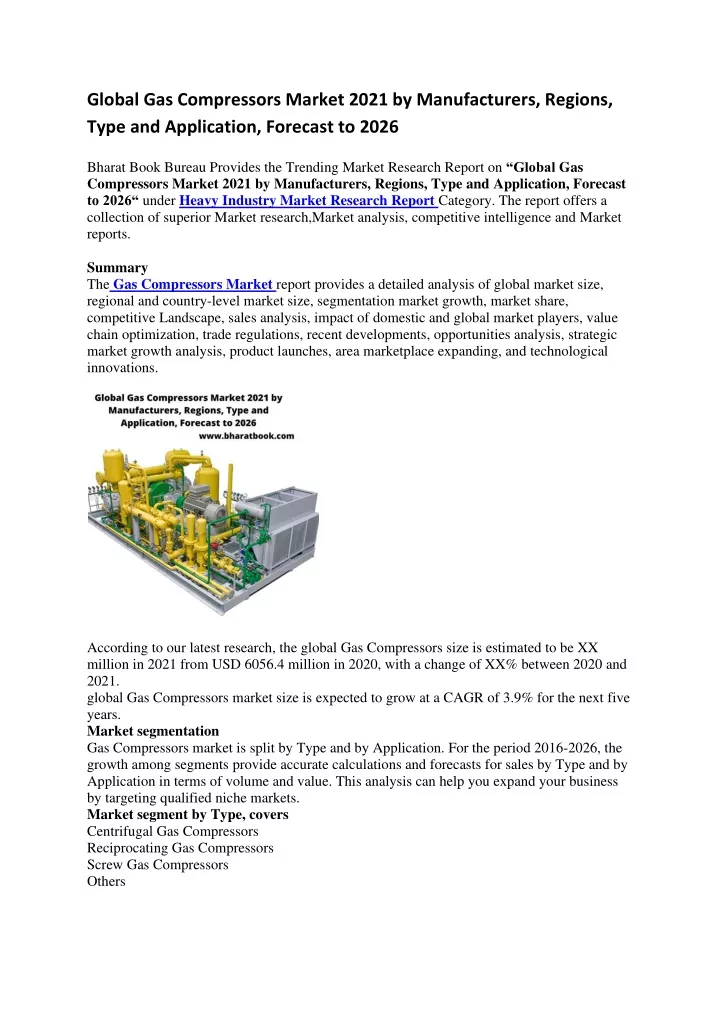 global gas compressors market 2021