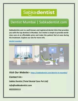 Dentist Mumbai | Sabkadentist.com