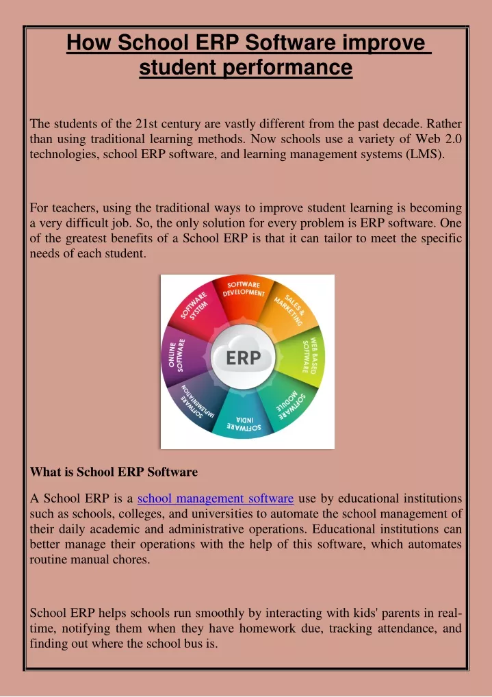 how school erp software improve student
