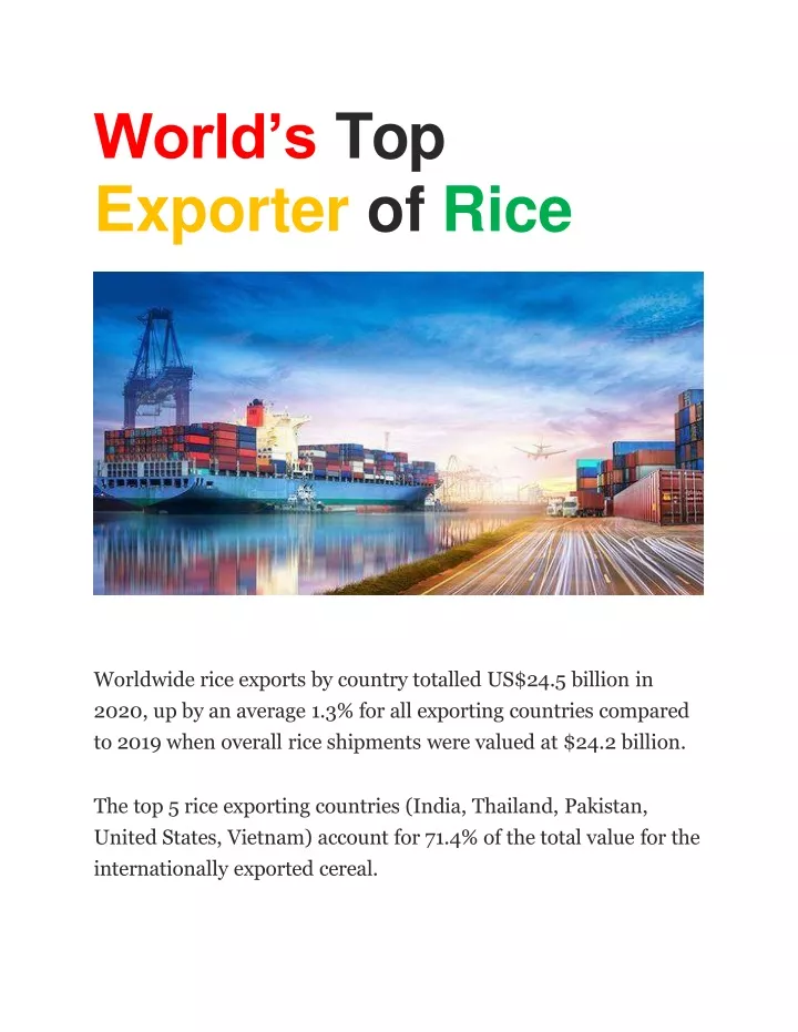 world s top exporter of rice