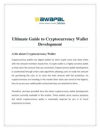 ultimate guide to cryptocurrency wallet